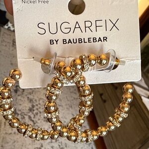 BaubleBar Gold Beaded Hoop Earrings